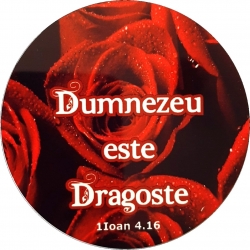 Magnet frigider, metalic rotund, Dumnezeu este dragoste